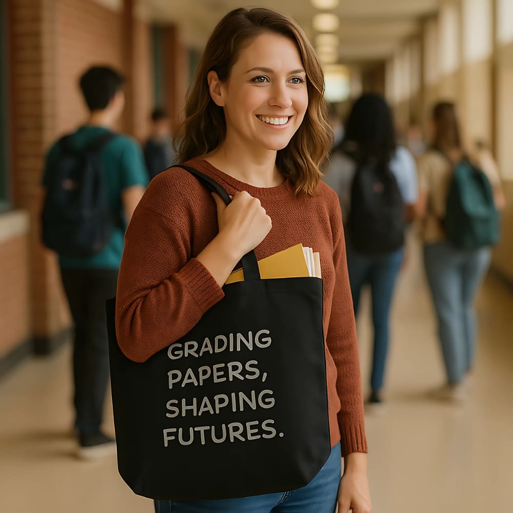 Teacher Tote Bag – Grading Papers, Shaping Futures
