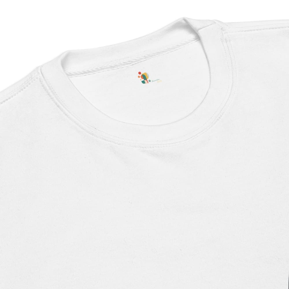 Close-up of a white shirt with a small logo on the collar.