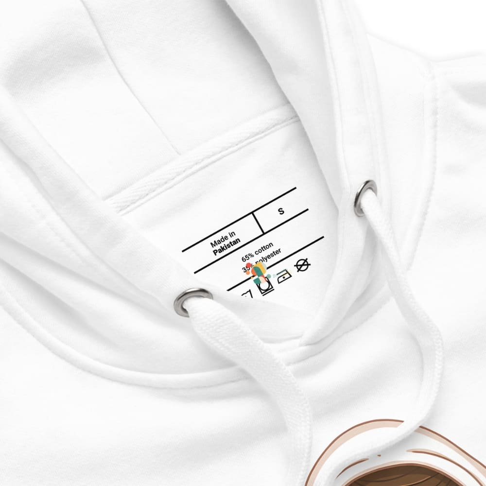 White garment with a label on a white background