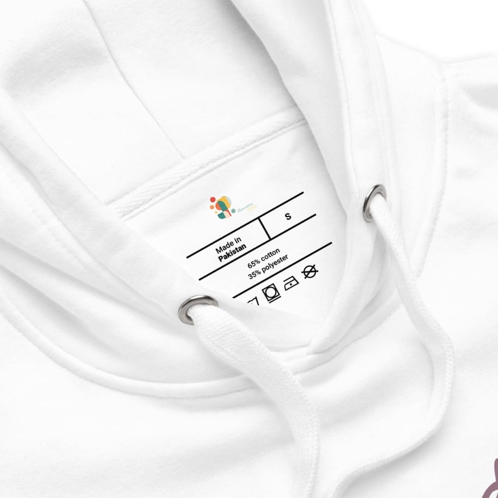 White garment with a label on a white background
