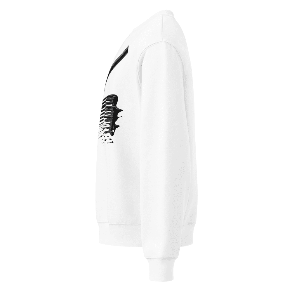 White hoodie with black logo on a white background