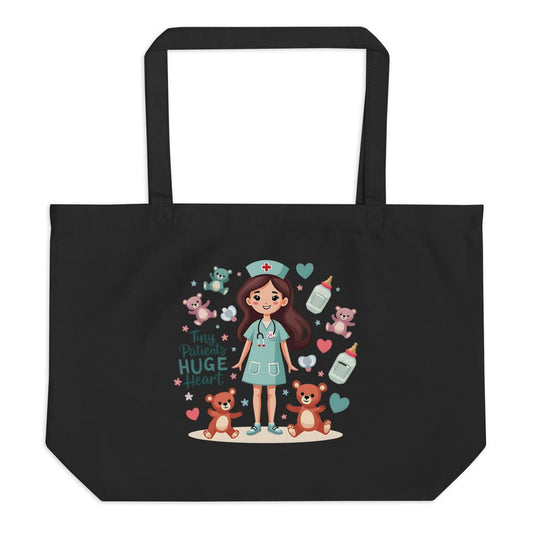 Tiny Patients Huge Heart – Pediatric Nurse Large Organic Tote Bag