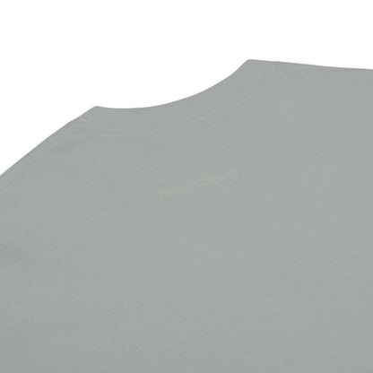 Close-up of a gray t-shirt on a white background