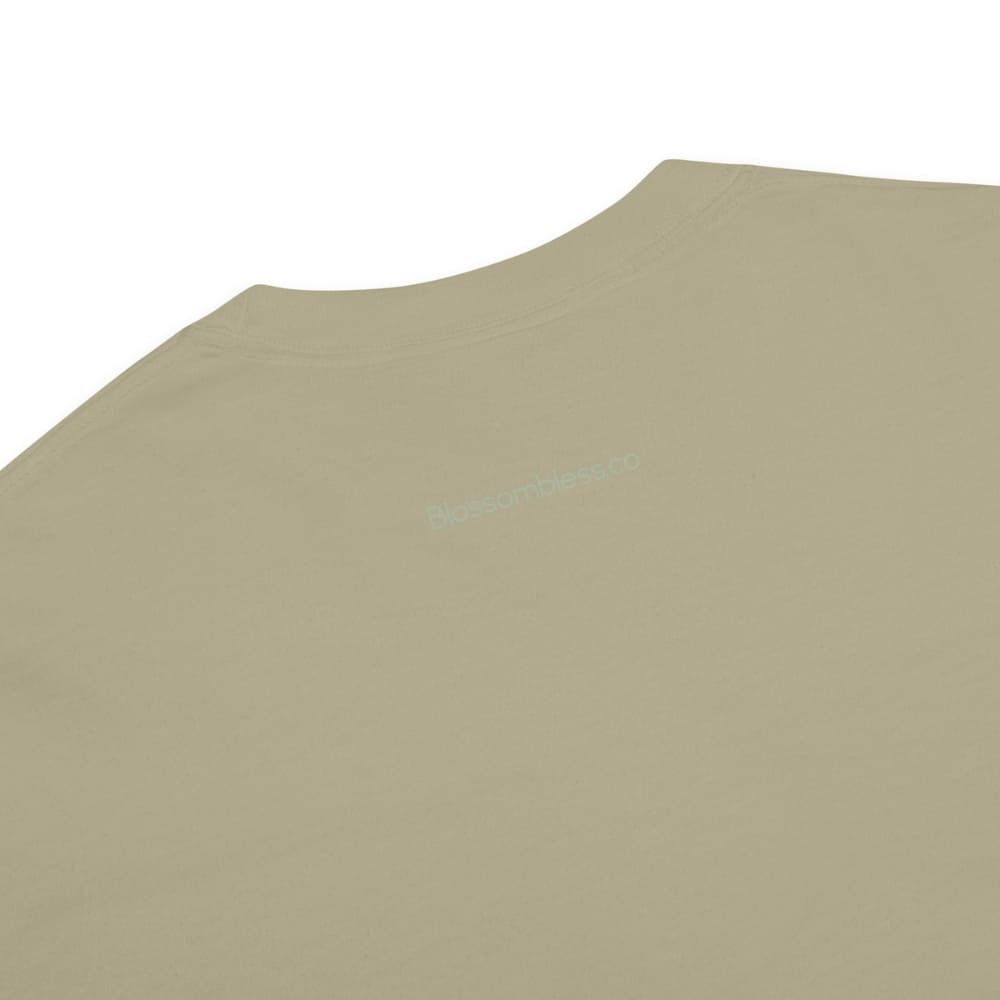 Close-up of a khaki t-shirt on a white background
