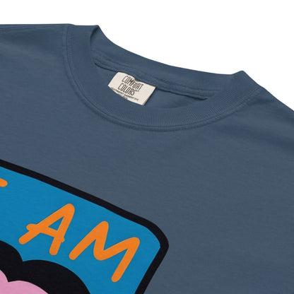 Midnight blue t-shirt with colorful graphic design and 'Comfort Colors' label