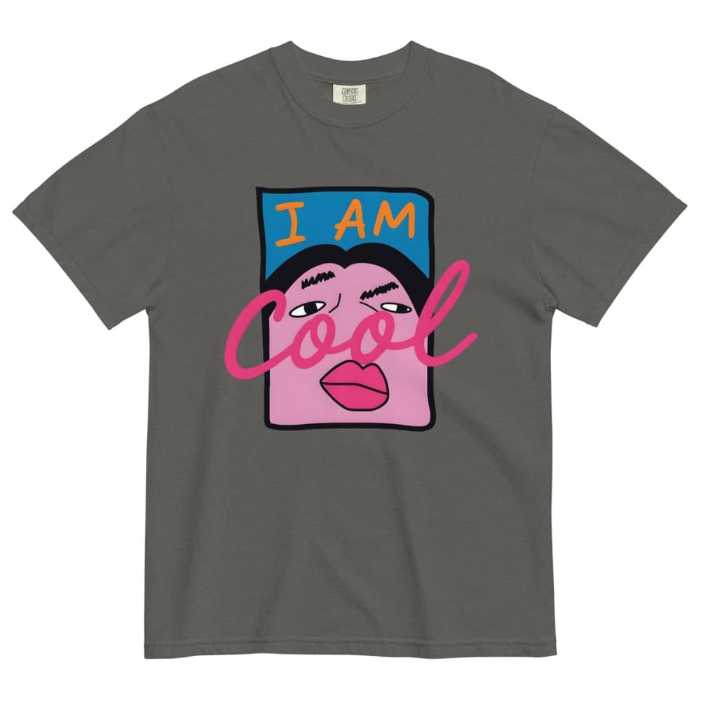 Pepper gray t-shirt with a colorful graphic design on a white background