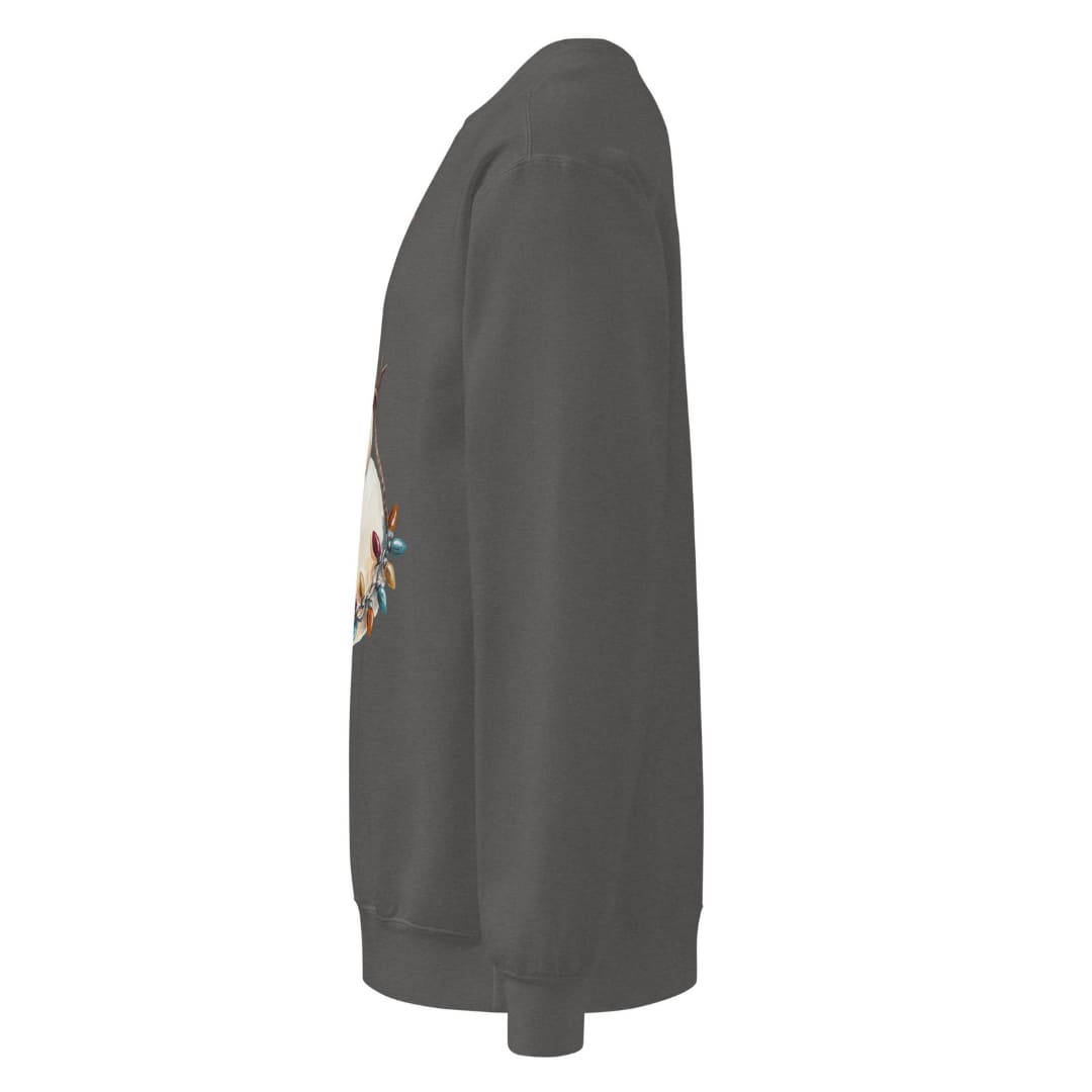 Swing Season™ sweatshirt by Blossombless.co in Pepper, side view: sleeve and relaxed fit profile