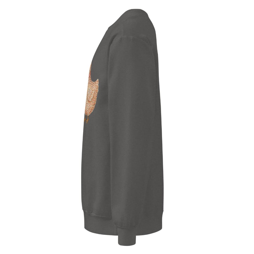Belle & Plume™ sweatshirt by Blossombless.co in Pepper, side view: sleeve and relaxed fit profile