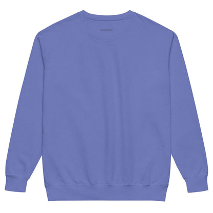 Wrapped & Running™ sweatshirt by Blossombless.co in Flo Blue, back view: plain back with a small BLOSSOMBLESS.CO print at the neck