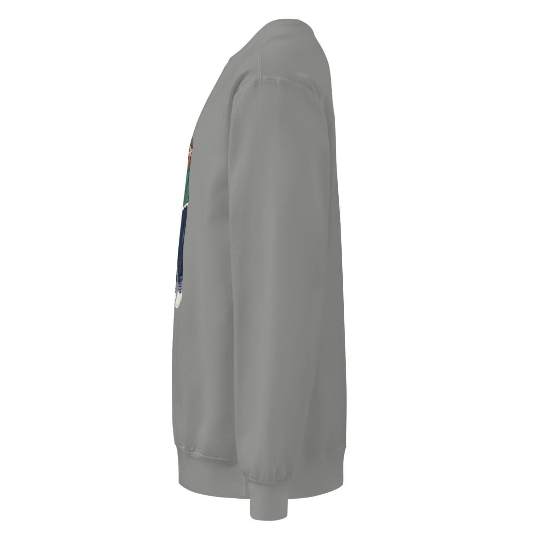 Charted With Love™ sweatshirt by Blossombless.co in Grey, side view: sleeve and relaxed fit profile