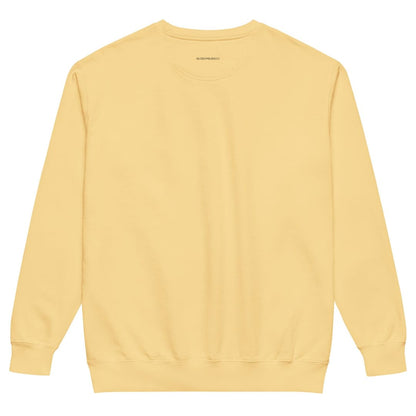 Charted With Love™ sweatshirt by Blossombless.co in Butter, back view: plain back with a small BLOSSOMBLESS.CO print at the neck