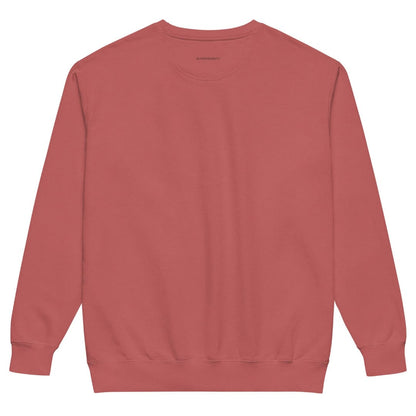 Belle & Plume™ sweatshirt by Blossombless.co in Crimson, back view: plain back with a small BLOSSOMBLESS.CO print at the neck