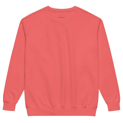 Pink Pine™ sweatshirt by Blossombless.co in Watermelon, back view: plain back with a small BLOSSOMBLESS.CO print at the neck