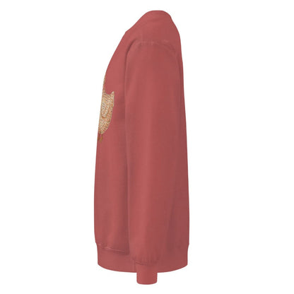 Belle & Plume™ sweatshirt by Blossombless.co in Crimson, side view: sleeve and relaxed fit profile
