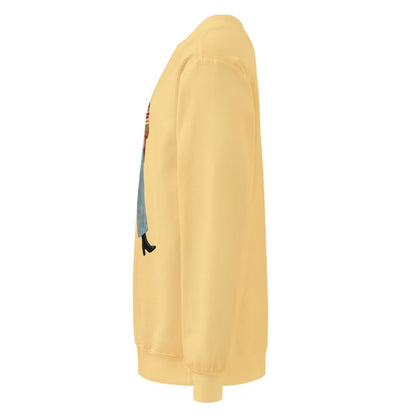 Wrapped & Running™ sweatshirt by Blossombless.co in Butter, side view: sleeve and relaxed fit profile