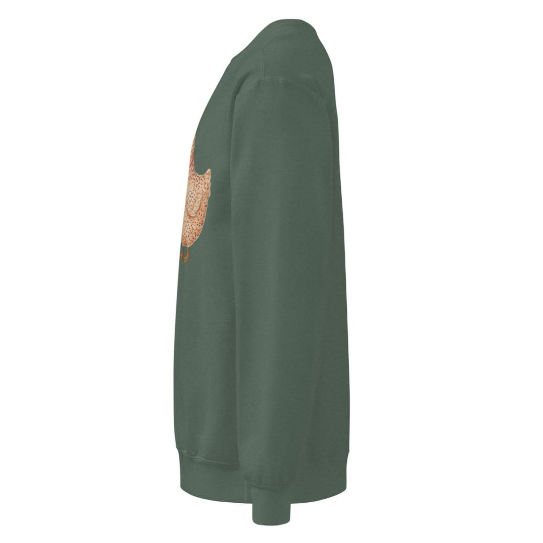 Belle & Plume™ sweatshirt by Blossombless.co in Blue Spruce, side view: sleeve and relaxed fit profile