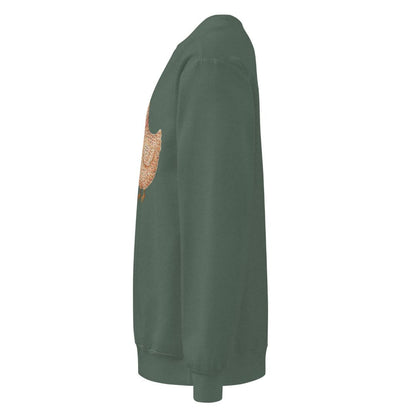 Belle & Plume™ sweatshirt by Blossombless.co in Blue Spruce, side view: sleeve and relaxed fit profile