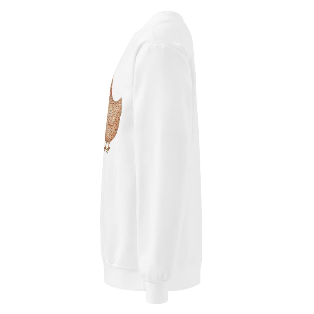 Belle & Plume™ sweatshirt by Blossombless.co in White, side view: sleeve and relaxed fit profile
