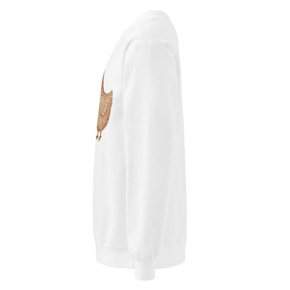 Belle & Plume™ sweatshirt by Blossombless.co in White, side view: sleeve and relaxed fit profile