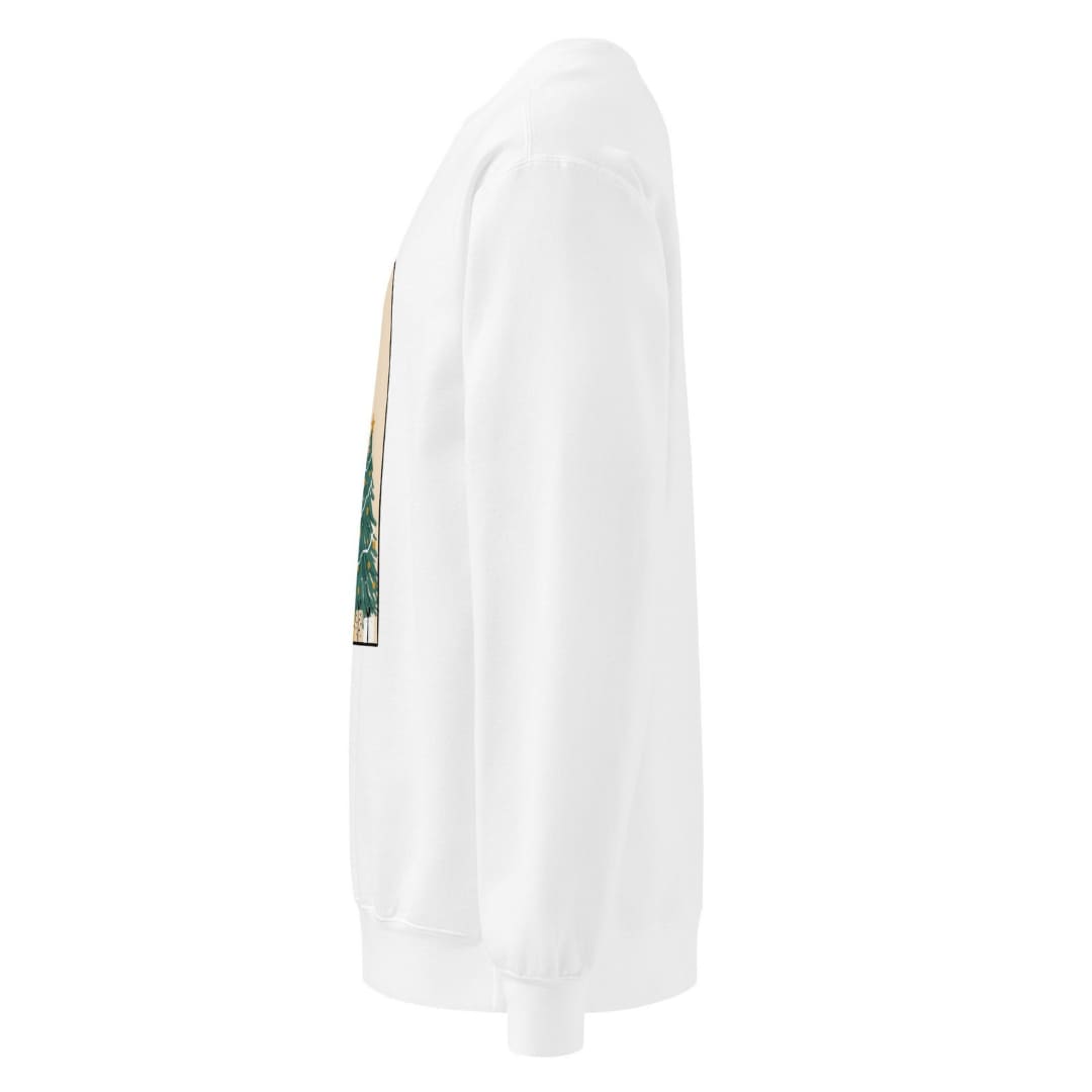 Star of the Season™ sweatshirt by Blossombless.co in White, side view showing the relaxed fit and rolled-forward shoulder