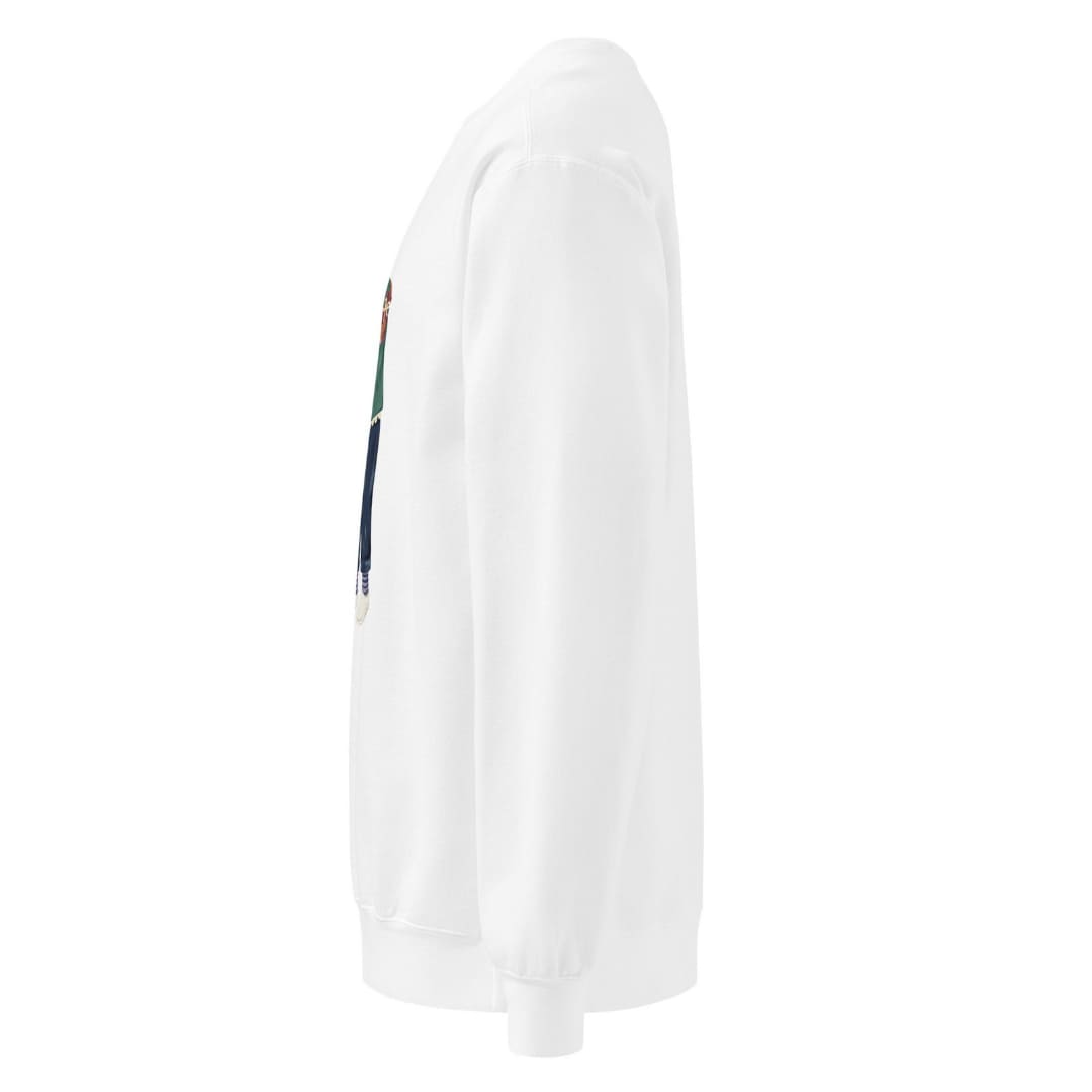Charted With Love™ sweatshirt by Blossombless.co in White, side view: sleeve and relaxed fit profile