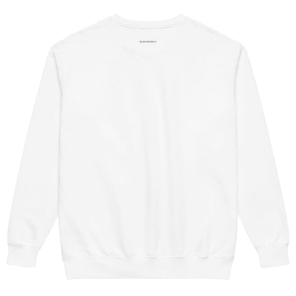 Between Chapters™ sweatshirt by Blossombless.co in White, back view: plain back with a small BLOSSOMBLESS.CO print at the neck