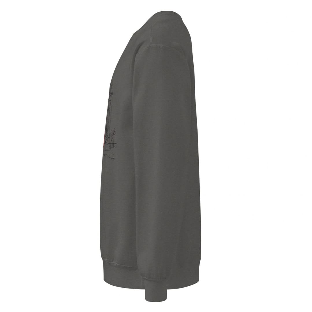 Holiday Muse™ sweatshirt by Blossombless.co in Pepper, side view showing the relaxed fit and rolled-forward shoulder