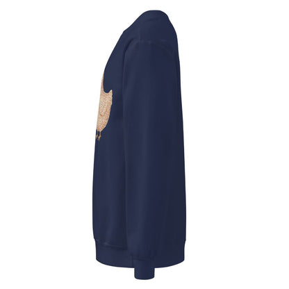 Belle & Plume™ sweatshirt by Blossombless.co in True Navy, side view: sleeve and relaxed fit profile