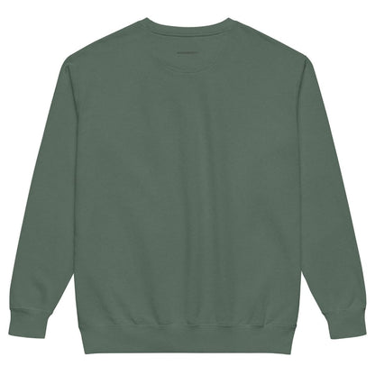Pink Pine™ sweatshirt by Blossombless.co in Blue Spruce, back view: plain back with a small BLOSSOMBLESS.CO print at the neck