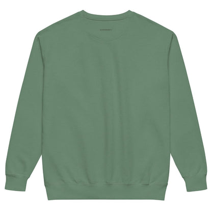 Charted With Love™ sweatshirt by Blossombless.co in Light Green, back view: plain back with a small BLOSSOMBLESS.CO print at the neck