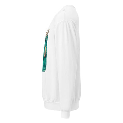 The Shift Pocket™ sweatshirt in White, side view showing the relaxed fit and rolled-forward shoulder