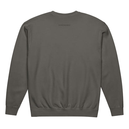 The Shift Pocket™ sweatshirt in Pepper, back view with the Blossombless.co print below the collar