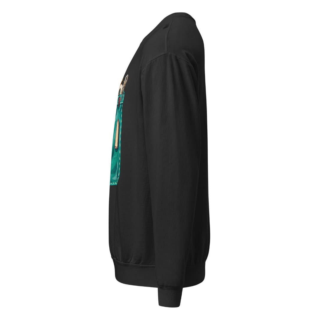 The Shift Pocket™ sweatshirt in Black, side view showing the relaxed fit and rolled-forward shoulder