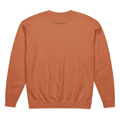 The Shift Pocket™ sweatshirt in Yam, back view with the Blossombless.co print below the collar
