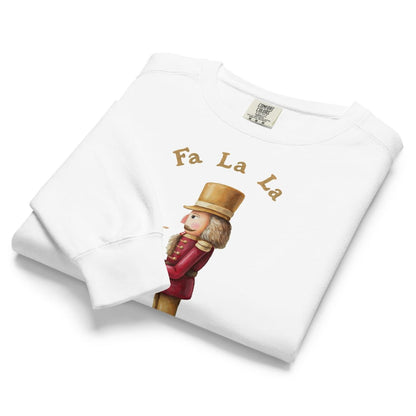 Pas de Deux™ Nutcracker sweatshirt in White, folded to show the painterly nutcracker and ballerina
