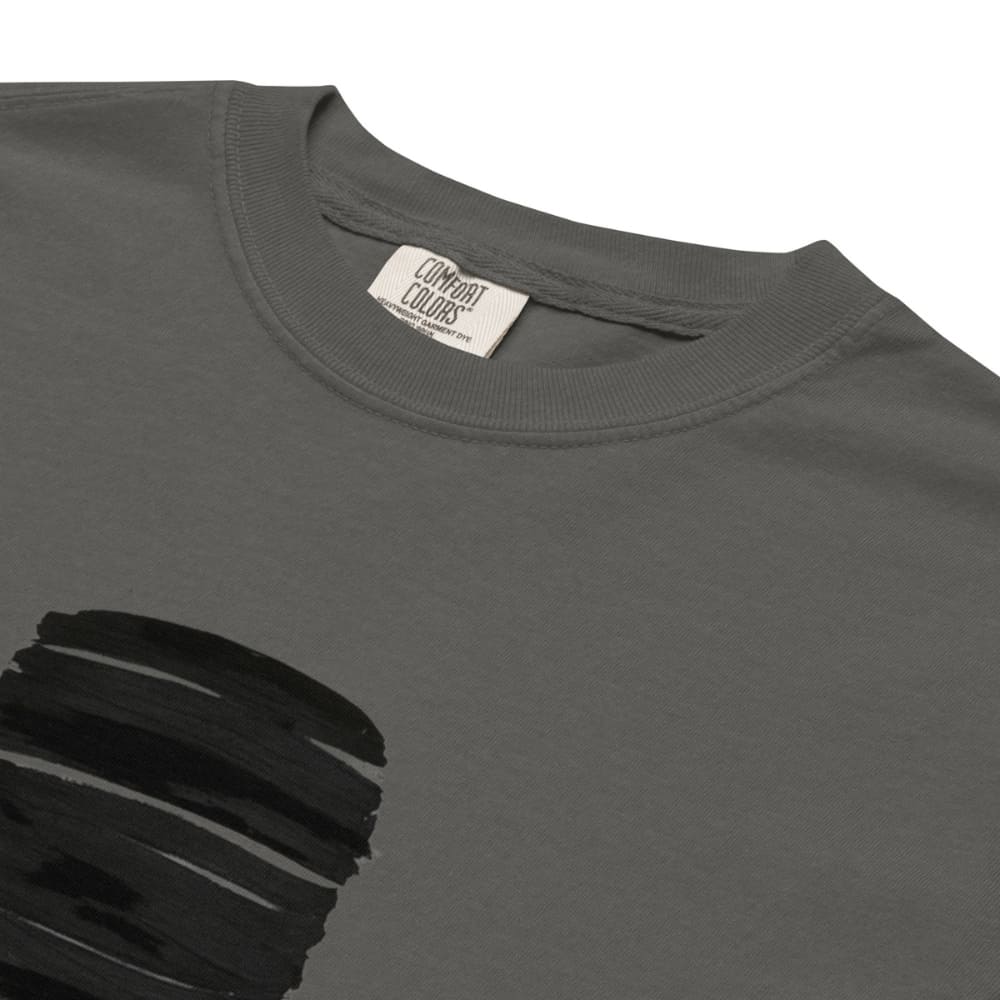 Pepper gray t-shirt with a black design on a white background