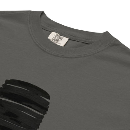 Pepper gray t-shirt with a black design on a white background