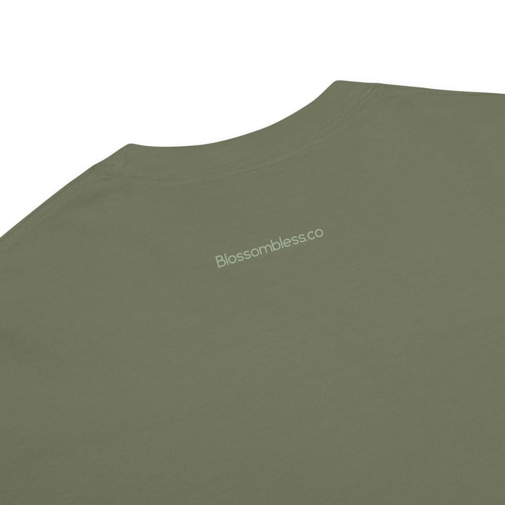 Close-up of a Moss green t-shirt on a white background