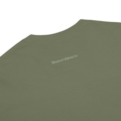Close-up of a Moss green t-shirt on a white background