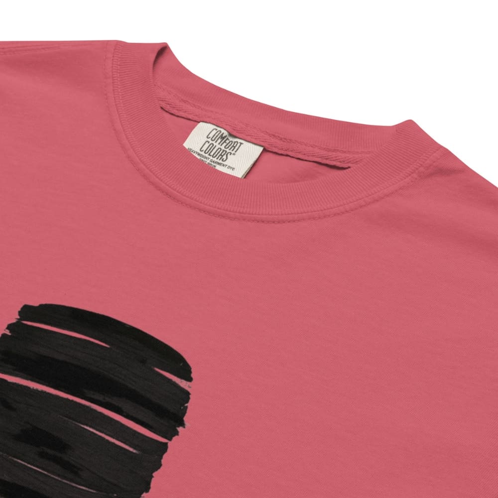 Watermelon red t-shirt with black design and 'Comfort Colors' label on a white background
