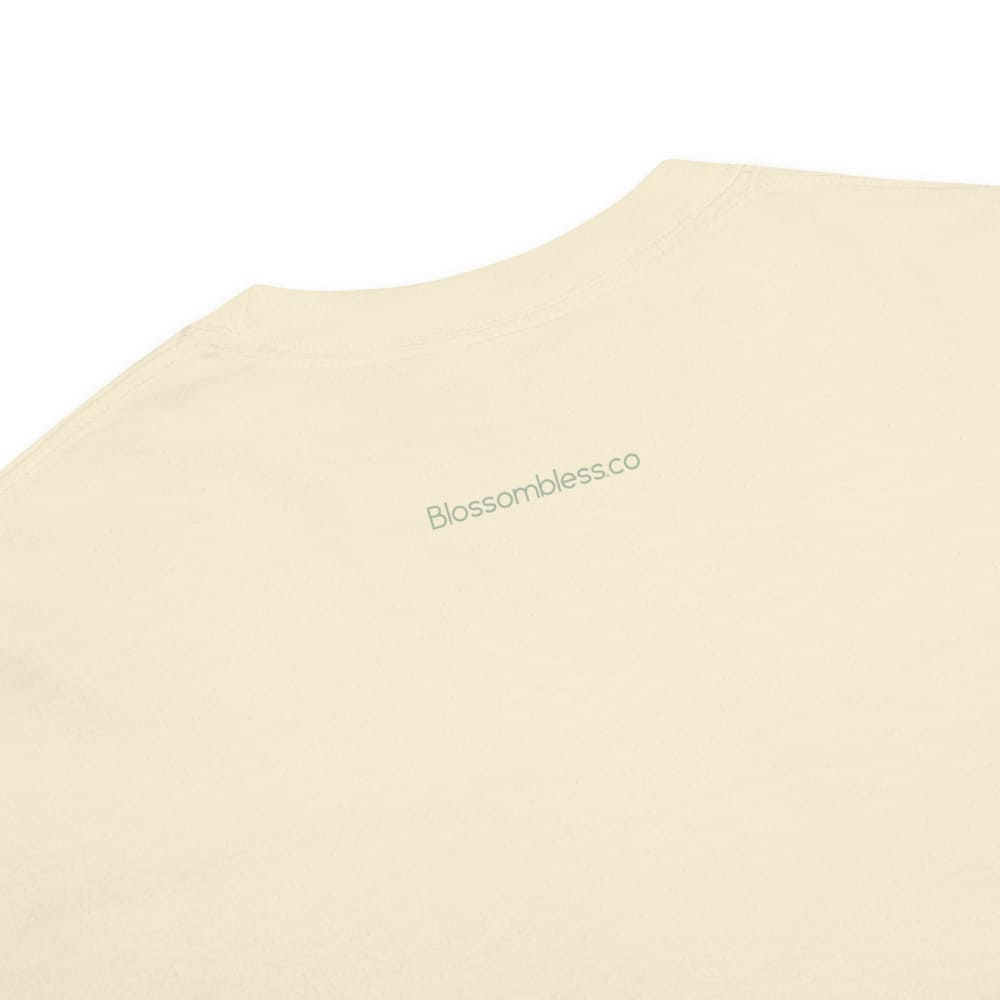 Ivory fabric with 'Blossomandless.co' branding on a white background