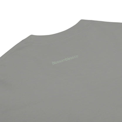 Close-up of a gray t-shirt on a white background