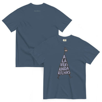 Gray t-shirt with a cartoon character on a white background