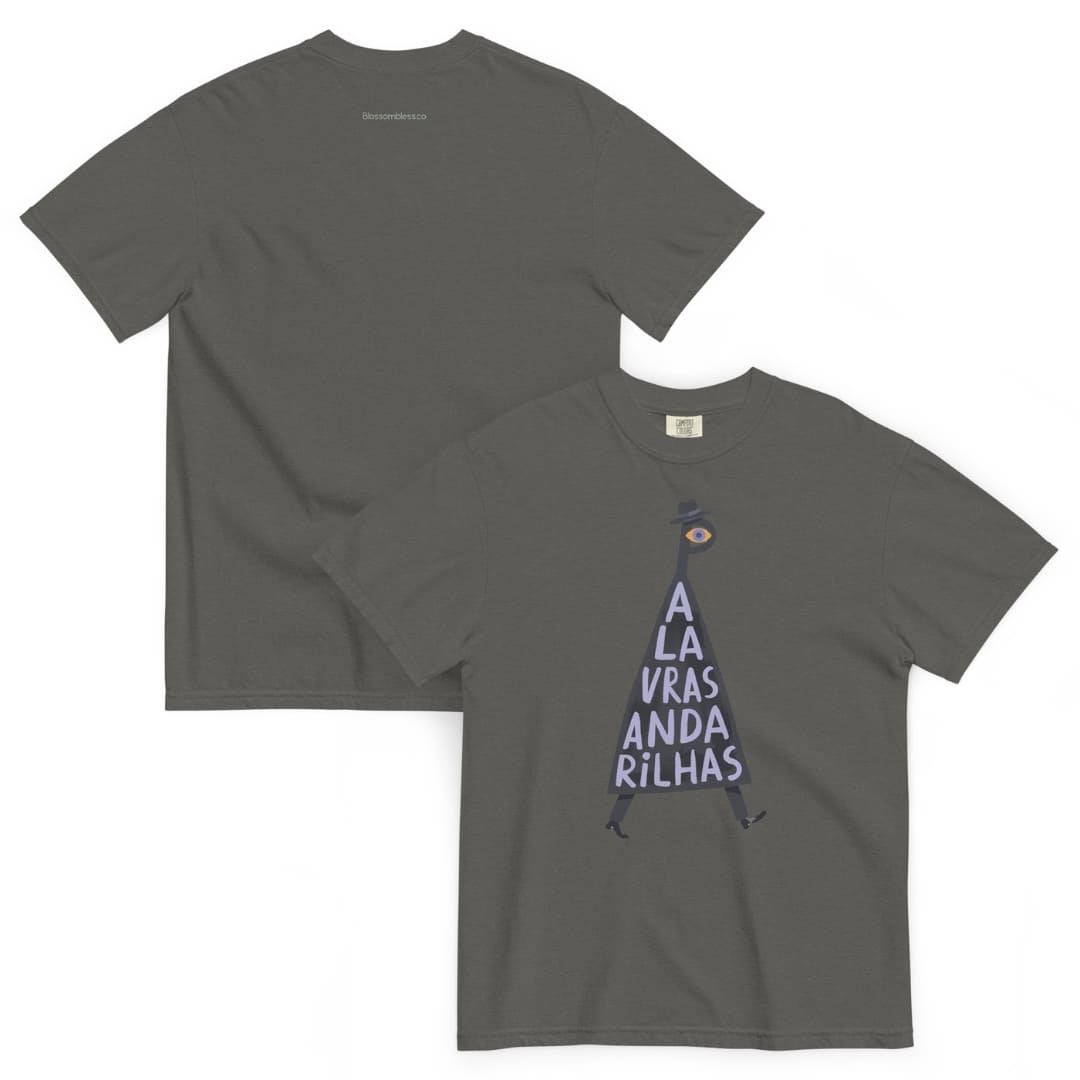 Black t-shirt with a colorful graphic on a white background