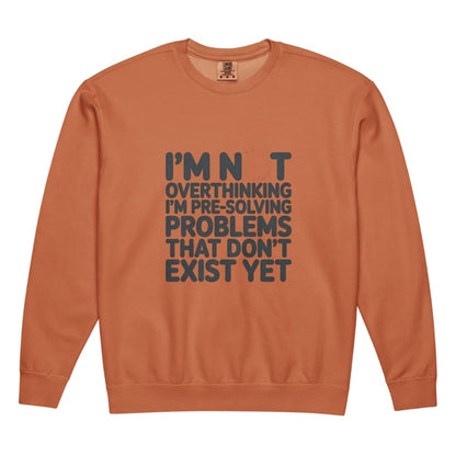 Orange sweatshirt with text on a white background