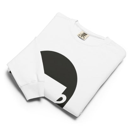 White sweatshirt with black umbrella design on a white background