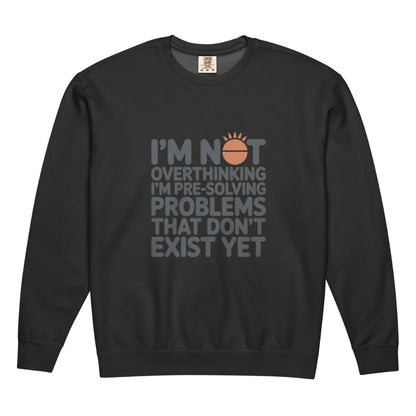 Black sweatshirt with text design on a white background
