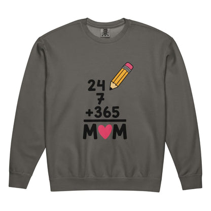 Gray sweatshirt with a pencil and text design on a white background