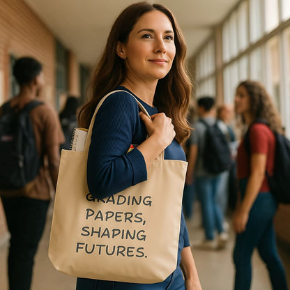 Teacher Tote Bag – Grading Papers, Shaping Futures