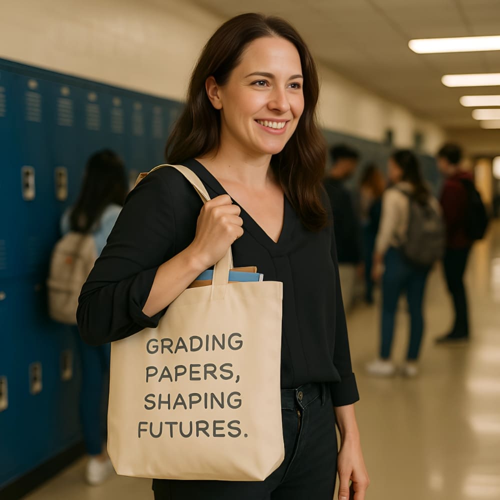 Teacher Tote Bag – Grading Papers, Shaping Futures
